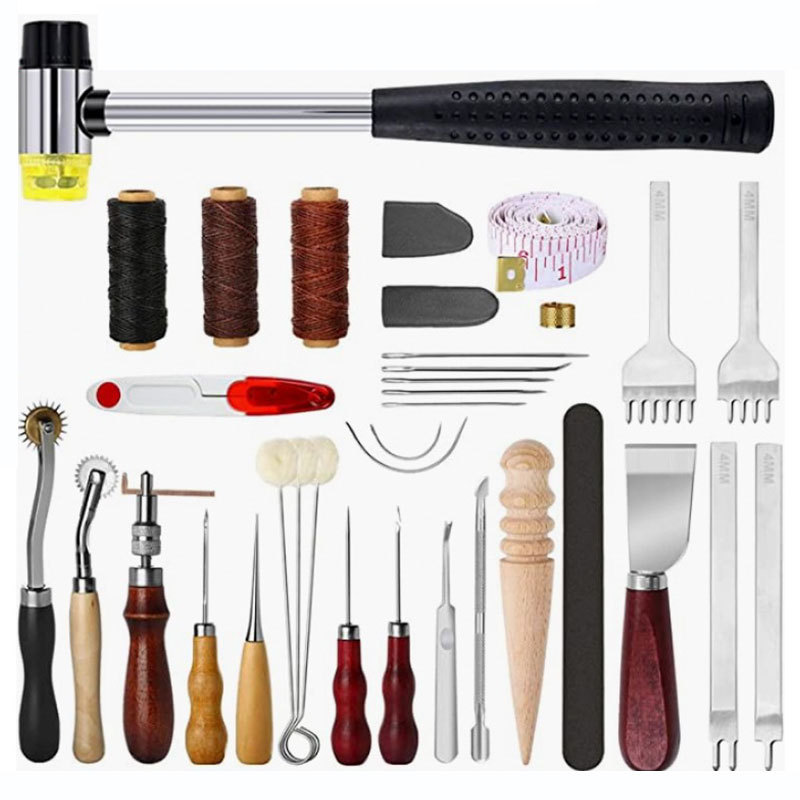 Groover Stitching Tool - ชุดเครื่องมืองานหนัง ชุดซ่อมแซมงานเย็บมือ ชุดเจาะรู ชุดแกะสลัก ชุดเครื่องมือ DIY